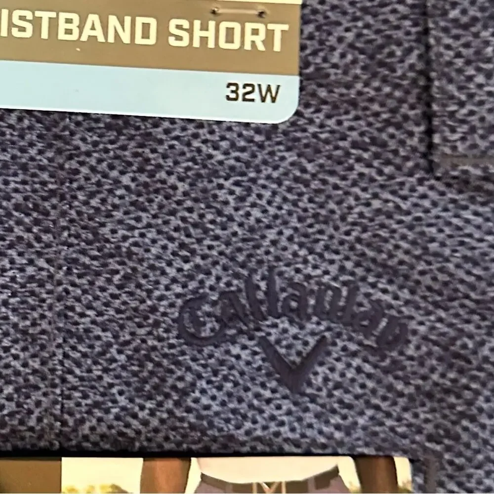 Callaway Golf Shorts Peacoat Blue Mens Size 32 Stretch Waistband NWT Flat Front